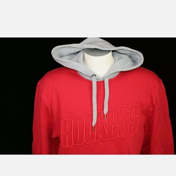 MITCHELL & NESS HOUSTON ROCKETS RED GRAY HOODED SW - Picture 5 of 12